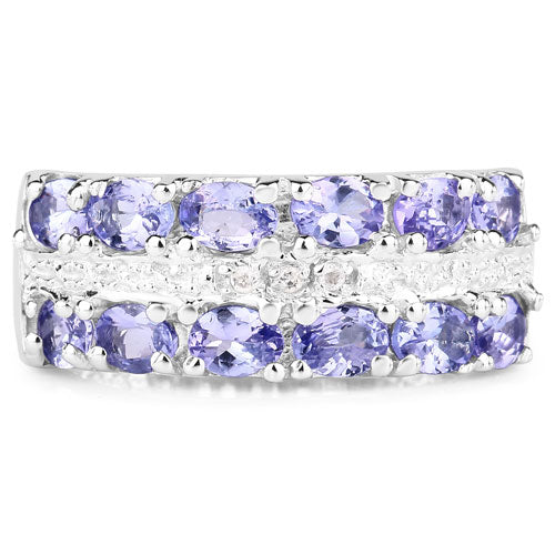 2.05 Carat Genuine Tanzanite and White Topaz .925 Sterling Silver Ring by Bids.com