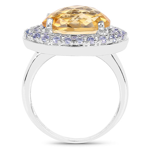5.78 Carat Genuine Citrine and Tanzanite .925 Sterling Silver Ring by Bids.com