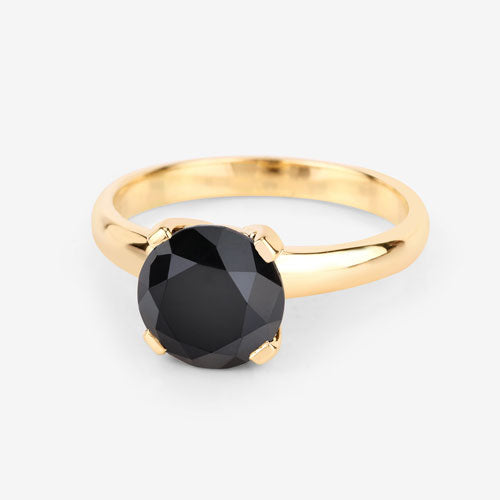 3.00 Carat Genuine Black Diamond 14K Yellow Gold Ring by Bids.com