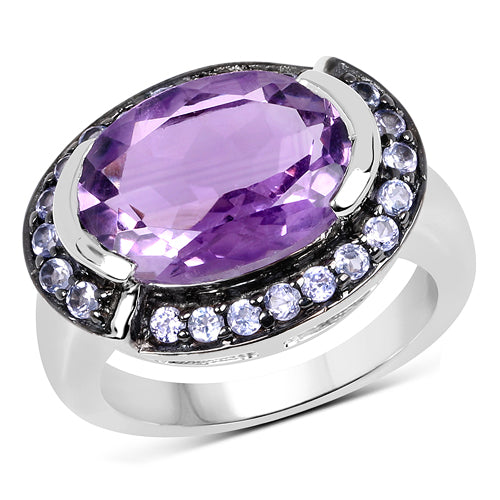 5.56 Carat Genuine Amethyst & Tanzanite .925 Sterling Silver Ring by Bids.com