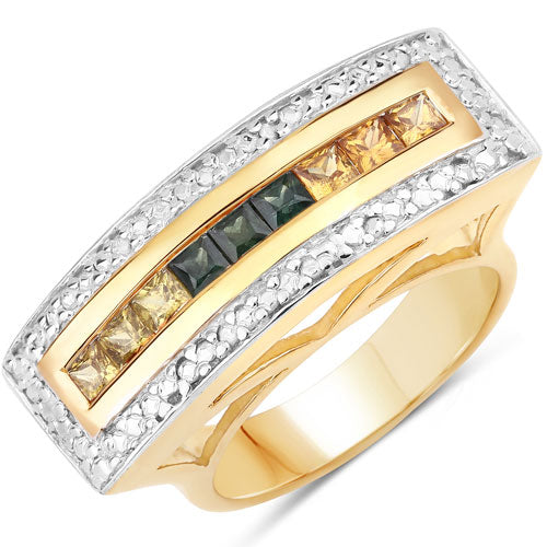 1.08 Carat Genuine Multi Sapphire .925 Sterling Silver Ring by Bids.com