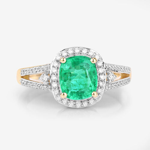 1.65 Carat Genuine Ethiopian Emerald and White Diamond 14K Yellow Gold Ring by Bids.com
