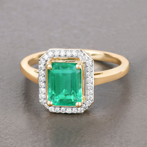 1.62 Carat Genuine Ethiopian Emerald and White Diamond 14K Yellow Gold Ring by Bids.com