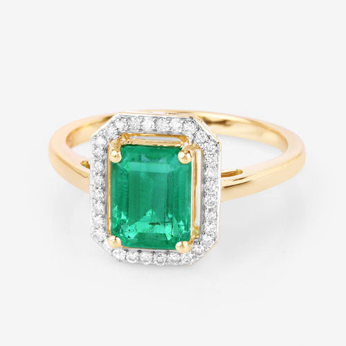1.62 Carat Genuine Ethiopian Emerald and White Diamond 14K Yellow Gold Ring by Bids.com