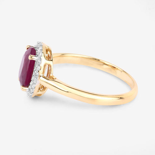 1.59 Carat Genuine Ruby and White Diamond 10K Yellow Gold Ring by Bids.com