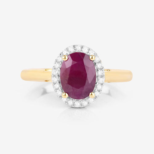 1.59 Carat Genuine Ruby and White Diamond 10K Yellow Gold Ring by Bids.com