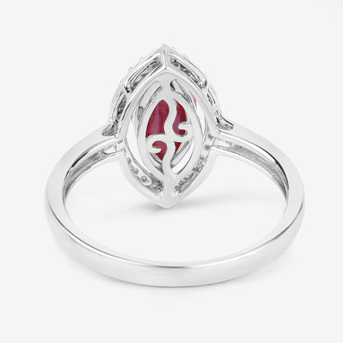 1.52 Carat Genuine Ruby and White Diamond 10K White Gold Ring by Bids.com