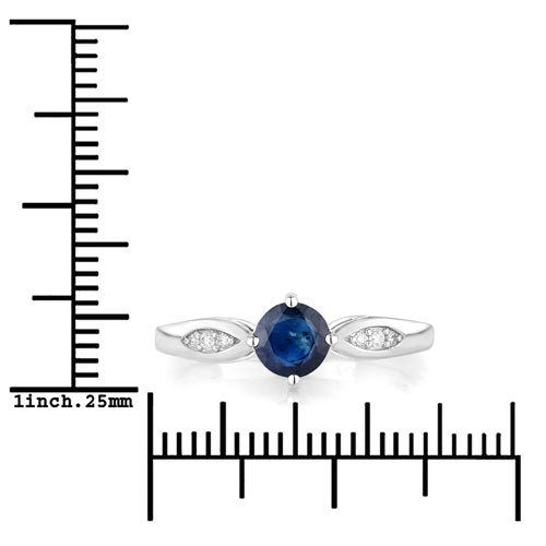 0.89 Carat Genuine Blue Sapphire and White Diamond 10K White Gold Ring by Bids.com