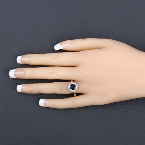 1.34 Carat Genuine Blue Sapphire and White Diamond 10K White Gold Ring by Bids.com