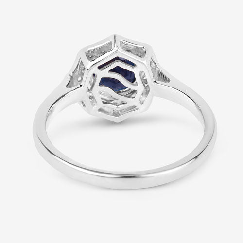 1.34 Carat Genuine Blue Sapphire and White Diamond 10K White Gold Ring by Bids.com