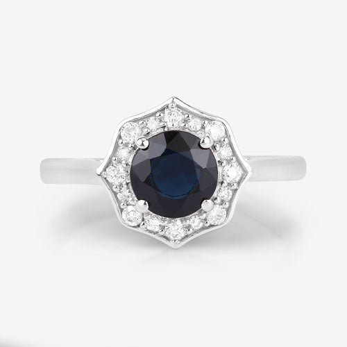 1.34 Carat Genuine Blue Sapphire and White Diamond 10K White Gold Ring by Bids.com