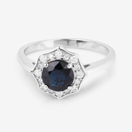 1.34 Carat Genuine Blue Sapphire and White Diamond 10K White Gold Ring by Bids.com