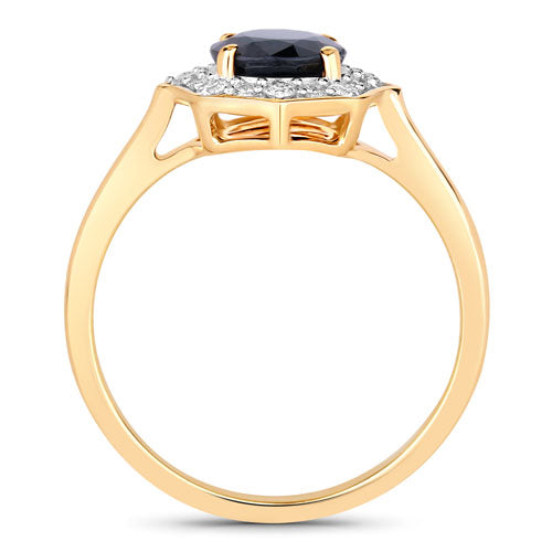1.34 Carat Genuine Blue Sapphire and White Diamond 10K Yellow Gold Ring by Bids.com