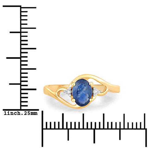 0.98 Carat Genuine Blue Sapphire and White Diamond 10K Yellow Gold Ring by Bids.com