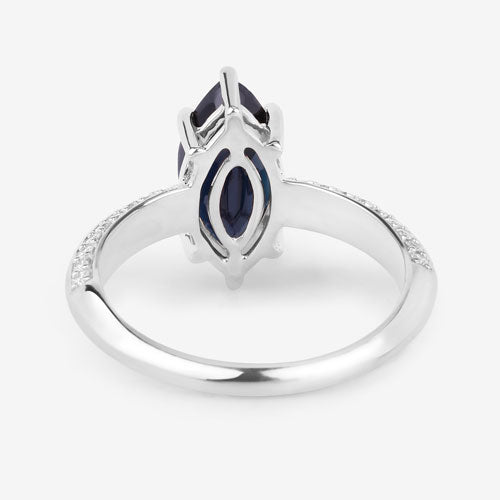 2.39 Carat Genuine Blue Sapphire and White Diamond 10K White Gold Ring by Bids.com