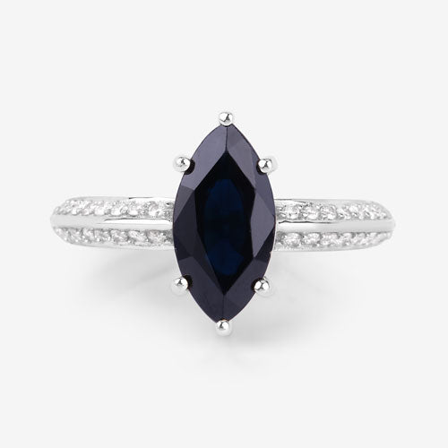 2.39 Carat Genuine Blue Sapphire and White Diamond 10K White Gold Ring by Bids.com