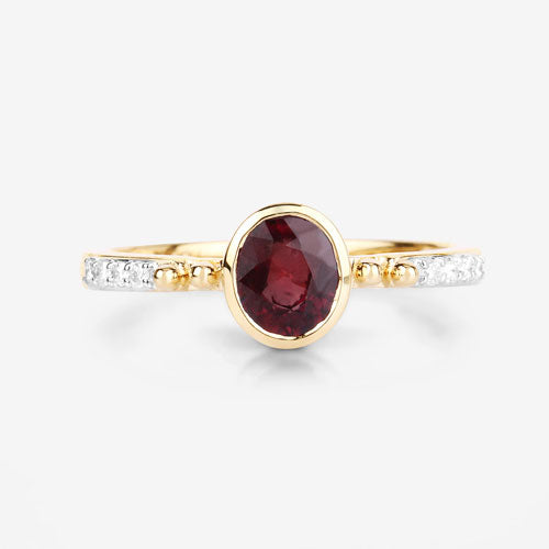 1.00 Carat Genuine Ruby and White Diamond 14K Yellow Gold Ring by Bids.com