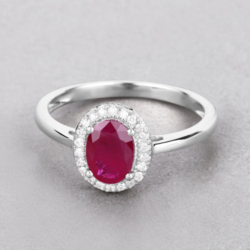 1.06 Carat Genuine Ruby and White Diamond 14K White Gold Ring by Bids.com