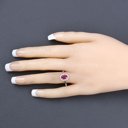 1.06 Carat Genuine Ruby and White Diamond 14K White Gold Ring by Bids.com