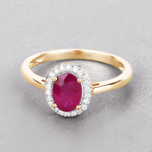 1.06 Carat Genuine Ruby and White Diamond 14K Yellow Gold Ring by Bids.com