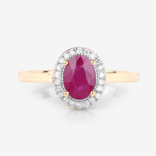 1.06 Carat Genuine Ruby and White Diamond 14K Yellow Gold Ring by Bids.com