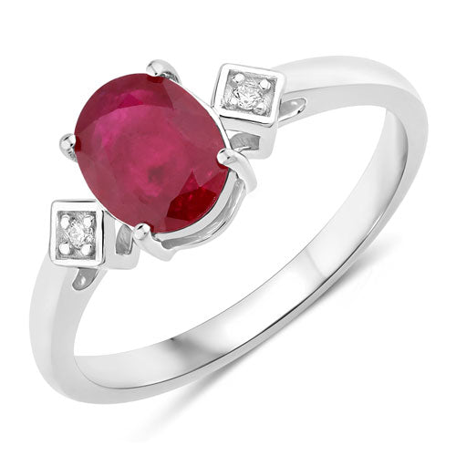 1.22 Carat Genuine Ruby and White Diamond 14K White Gold Ring by Bids.com