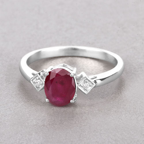 1.22 Carat Genuine Ruby and White Diamond 14K White Gold Ring by Bids.com