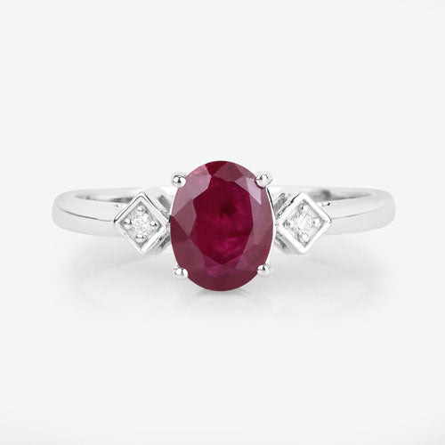 1.22 Carat Genuine Ruby and White Diamond 14K White Gold Ring by Bids.com