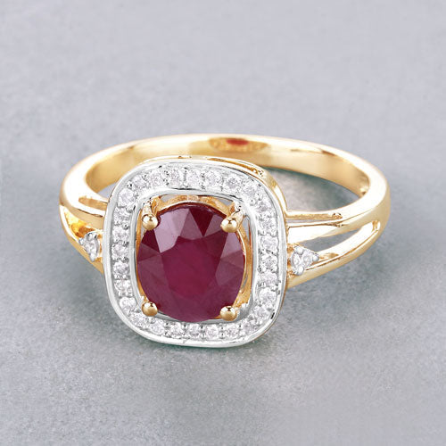 1.67 Carat Genuine Ruby and White Diamond 14K Yellow Gold Ring by Bids.com