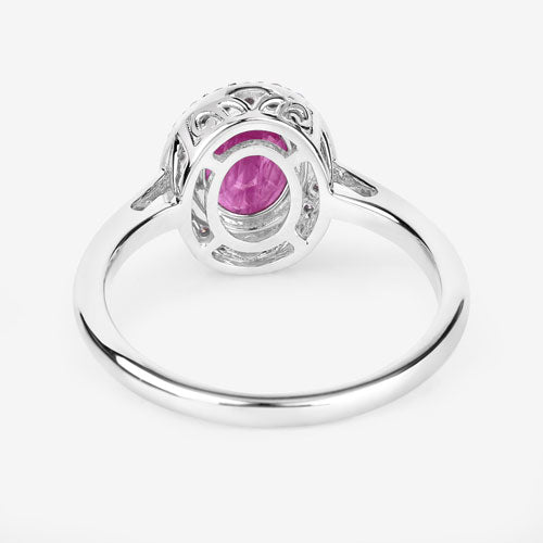 1.83 Carat Genuine Ruby and White Diamond 14K White Gold Ring by Bids.com