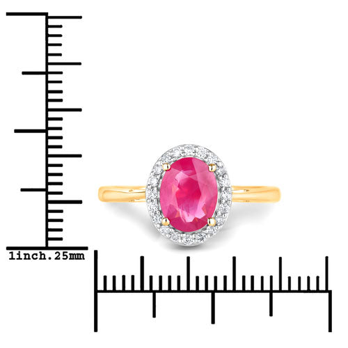 1.83 Carat Genuine Ruby and White Diamond 14K Yellow Gold Ring by Bids.com