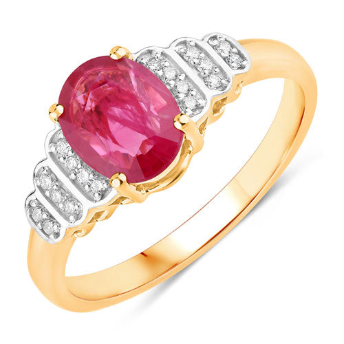 1.52 Carat Genuine Ruby and White Diamond 14K Yellow Gold Ring by Bids.com