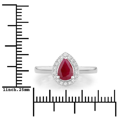 1.02 Carat Genuine Ruby and White Diamond 14K White Gold Ring by Bids.com