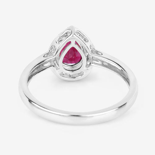1.02 Carat Genuine Ruby and White Diamond 14K White Gold Ring by Bids.com
