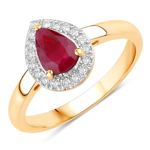 1.02 Carat Genuine Ruby and White Diamond 14K Yellow Gold Ring by Bids.com