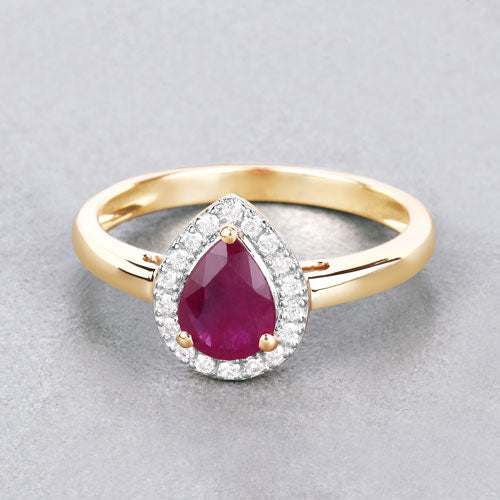 1.02 Carat Genuine Ruby and White Diamond 14K Yellow Gold Ring by Bids.com