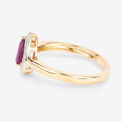 1.02 Carat Genuine Ruby and White Diamond 14K Yellow Gold Ring by Bids.com