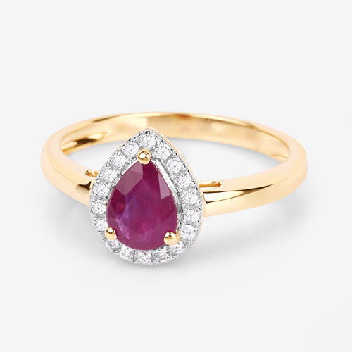 1.02 Carat Genuine Ruby and White Diamond 14K Yellow Gold Ring by Bids.com