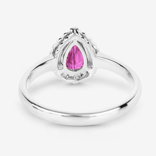 0.94 Carat Genuine Ruby and White Diamond 14K White Gold Ring by Bids.com