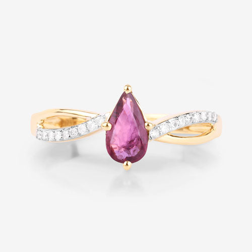 0.52 Carat Genuine Ruby and White Diamond 14K Yellow Gold Ring by Bids.com