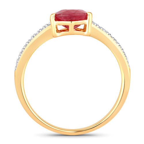 1.56 Carat Genuine Ruby and White Diamond 14K Yellow Gold Ring by Bids.com