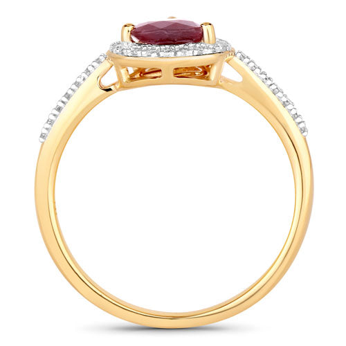 1.25 Carat Genuine Ruby and White Diamond 14K Yellow Gold Ring by Bids.com