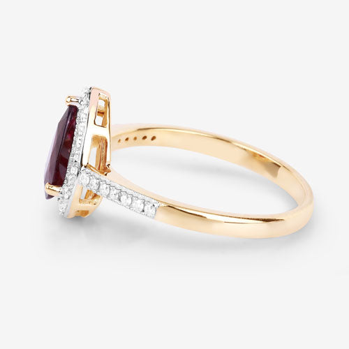1.25 Carat Genuine Ruby and White Diamond 14K Yellow Gold Ring by Bids.com