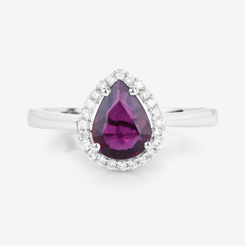 1.30 Carat Genuine Ruby and White Diamond 14K White Gold Ring by Bids.com