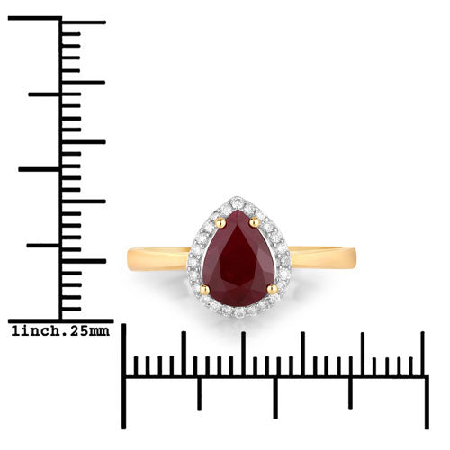 1.30 Carat Genuine Ruby and White Diamond 14K Yellow Gold Ring by Bids.com