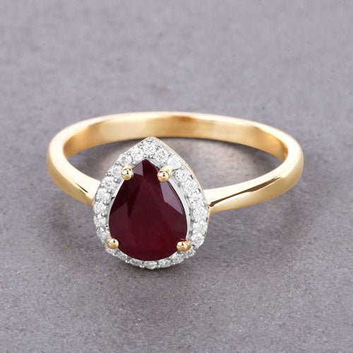 1.30 Carat Genuine Ruby and White Diamond 14K Yellow Gold Ring by Bids.com