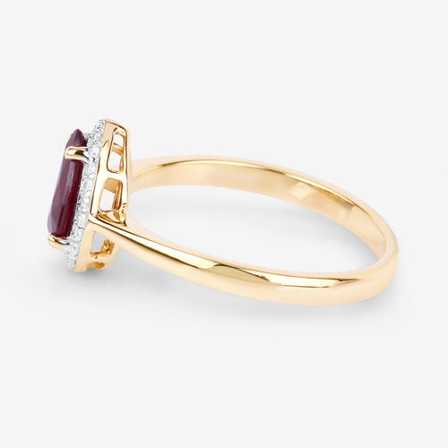 1.30 Carat Genuine Ruby and White Diamond 14K Yellow Gold Ring by Bids.com