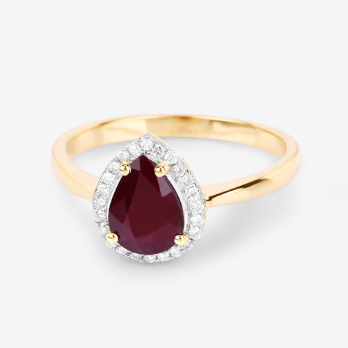 1.30 Carat Genuine Ruby and White Diamond 14K Yellow Gold Ring by Bids.com