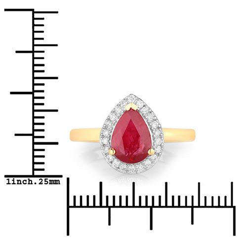 1.38 Carat Genuine Ruby and White Diamond 14K Yellow Gold Ring by Bids.com