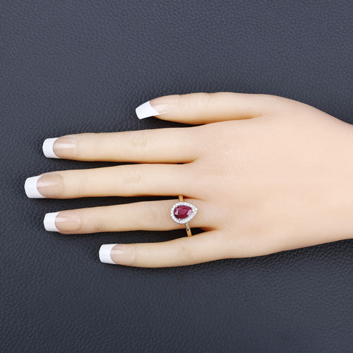 1.38 Carat Genuine Ruby and White Diamond 14K Yellow Gold Ring by Bids.com